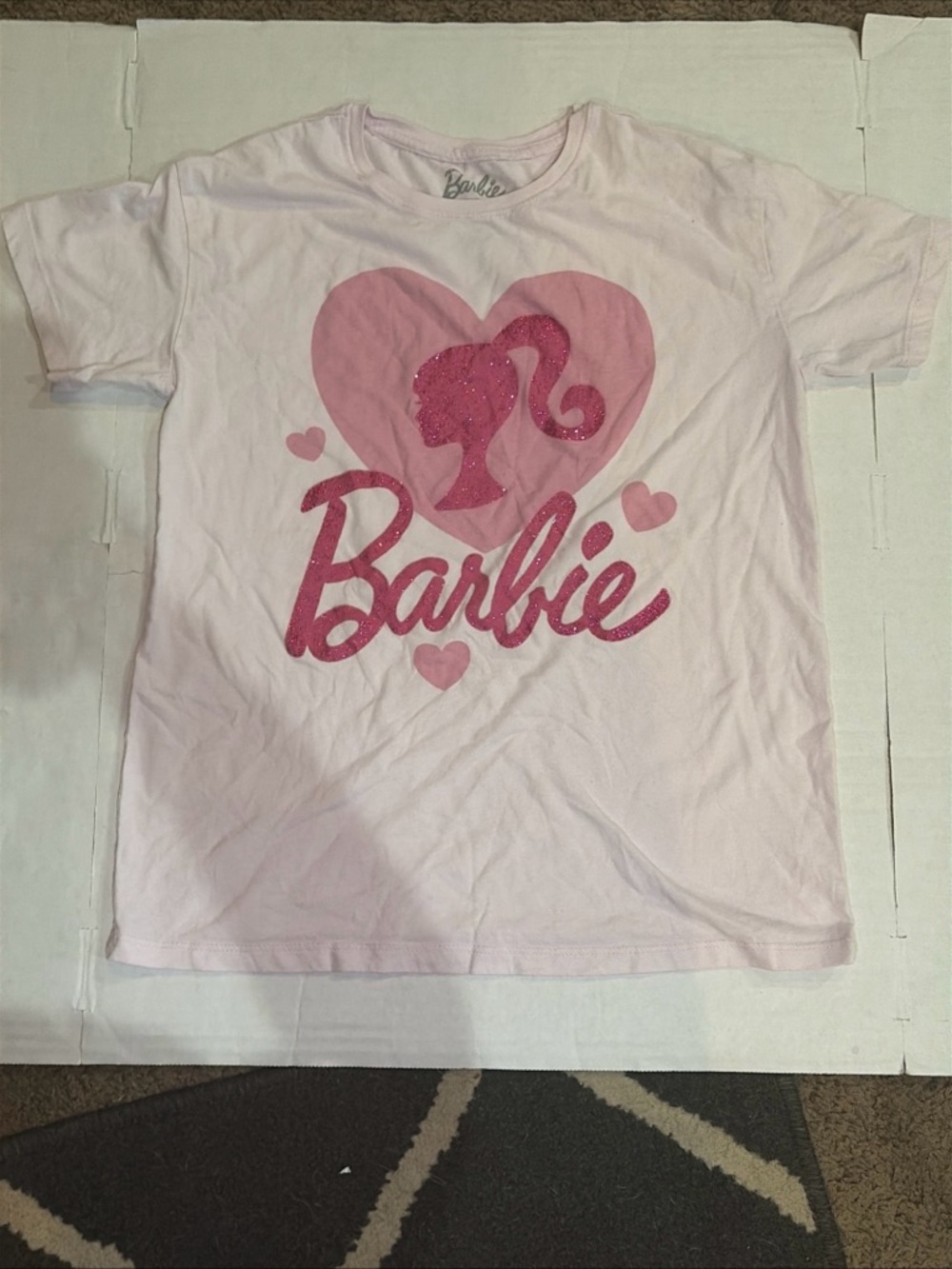 Barbie Pink Graphic Tee with Heart Silhouette